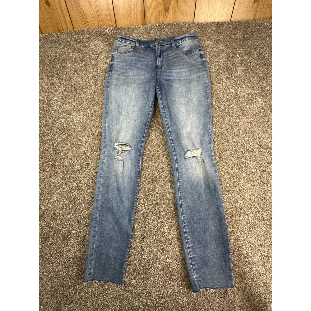 Garage Women's Distressed Mid-Rise Jeans Raw Hem Size 11 ~ Inseam-28‎ in